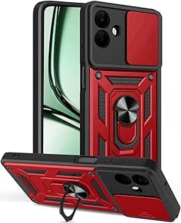 Armor Case, Heavy Duty Shockproof Armor Cover with Camera Shield, 360° Ring Kickstand & Ring Holder Stand Compatible with Samsung Galaxy A07 (Red)