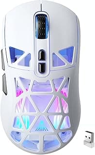 SM820ProWireless Gaming Mouse,24000 DPI,Tri-Mode (Wireless/BT/Wired) White Gaming Mouse with 2 Side Buttons, RGB Programmable Macro PC Gaming Mice
