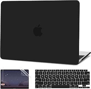 G JGOO Compatible with MacBook Air 13 inch Case 2022 2021 2020 2019 2018 Release M1 A2337 A2179 A1932 Touch ID, Matte Plastic Laptop Hard Shell Case + Keyboard Cover +Screen Protector, Frost Black