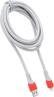 كابل بيانات للشحن السريع من USB-A إلى مايكرو لدنيو موديل LS603 طول 3 متر أبيض - برتقالي لمحول الشحن