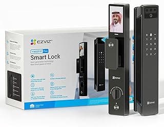 قفل باب ذكي EZVIZ Y3000FVP PLUS 8 في 1، دخول ببصمة الوجه ثلاثية الأبعاد وعروق الكف - أسود
