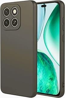 جراب سيليكون سائل ضد الصدمات لهاتف Honor X6C مع بطانة داخلية من الفرو وغطاء كامل للكاميرا (رمادي فحمي)