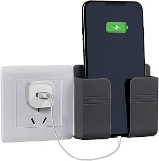 Wall Mount Phone Holder, Phone Stand with Self Adhesive. Phone Holder for Shower, Charging and RV for iPhone and Android (1Pc,Black)