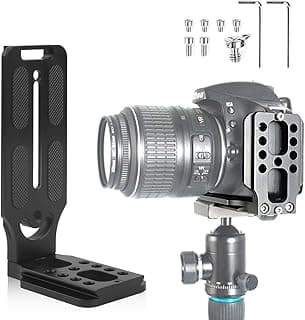 Quick Release L Bracket Plate L Bracket, Camera Mount 1/4 Inch Screw Arca Swiss L-Bracket Vertical with Quick Release Plate for Most Tripods Monopod Gimbalisers