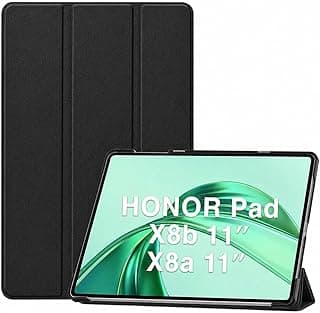 جراب ذكي + قلم تاتش لجهاز HONOR Pad X8b مقاس 11 بوصة، غطاء نحيف قابل للطي مع خاصية النوم والاستيقاظ التلقائي، جراب تابلت خفيف الوزن ومضاد للصدمات، حماية كاملة (أسود)