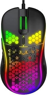 ماوس جيمينج RGB ب7 أوضاع إضاءة قابلة للتخصيص، دقة DPI قابلة للتعديل - تصميم عصري مع راحة استثنائية - موديل 1619A