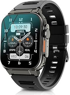 Smart Watch(Receive & Dial), 1.96'' Screen IP68 Smart Watch for Men Women, SmartWatchs with Health Tracker/Fitness Tracker/Call/Text/AI Voice Assistant, USB - Black