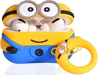 Cute Cartoon Design Case Cover for Apple AirPods Pro 2nd Generation - Shockproof TPU with Keychain - AirPods Pro 2 Cover for Men and Women (Minion)