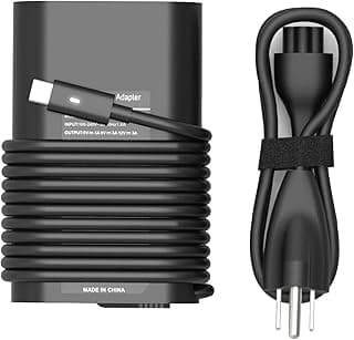 شاحن لاب توب USB C 65 واط 45 لديل لاتيتيود 7420 5420 5520 5430 5530 7330 7430 5320 7320 9430 7370 7275 5285 7410 7390 7530 2 في 1 سلك طاقة محول تيار متردد نوع سي لجهاز PS 13 بلس كروم بوك 3100 أسود