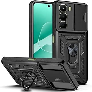 case Compatible with infinix hot 60 / hot 60i, Premium Protection Back Case with Camera Slide Cover Built-in Ring Stand Shockproof Case For infinix hot 60 5G / Hot 60i 4G