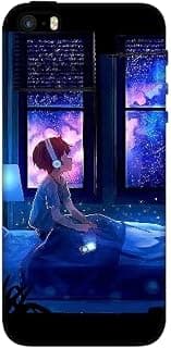 جراب موبايل سيليكون مطبوع بتصميم ولد يستمع للموسيقى متوافق مع ايفون 5S