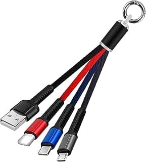 كابل شحن لايتنينج سريع 3 في 1 من موبي ريز مصنوع من النايلون المضفر مع موصلات USB ومايكرو ونوع C - سلك شحن سريع ممتاز