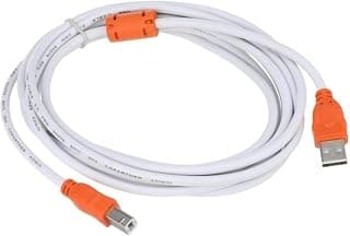 كابل طابعة USB 2.0 عالي السرعة Type A إلى B ماسح ضوئي طول 1.5 متر للكمبيوتر واللابتوب - أبيض