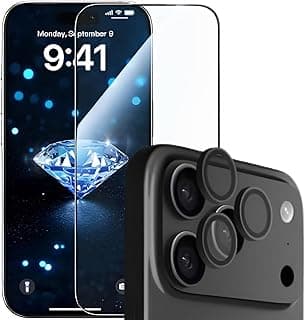 Premium Tempered Glass Screen Protector with Black Frame [Anti-Dust Filter Built-in] and Camera Lens Protector Compatible With iPhone 17 Pro