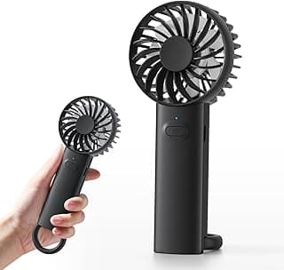 Jonwall Hand Held Fan, Portable Handheld Fan USB Rechargeable Fans with 3 Speeds, Battery Operated Mini Personal Electric Powered Desk Fan, Quiet Desktop Fans for Home Office Outdoor Travel (Black)