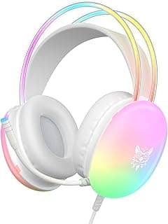 سماعات راس للالعاب مع ميكروفون، سلكية بالوان RGB قوس قزح لاجهزة PS4/PS5/MAC/XBOX/اللابتوب، سماعة خفيفة الوزن ستيريو محيطية، شريط قابل للتعديل التلقائي