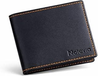 Men Wallet Genuine Leather Card Wallet for Men Small Wallet Size 11.5 * 9.5cm Motevia Slim Card Wallet (Black -2)