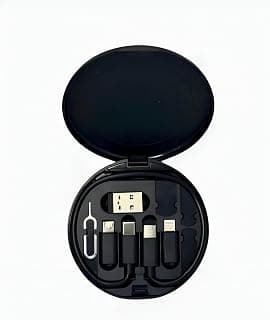 طقم شاحن سفر - مجموعة شحن USB كاملة تشمل Lightning، Micro USB، و Type C مع جراب متعدد الاستخدامات