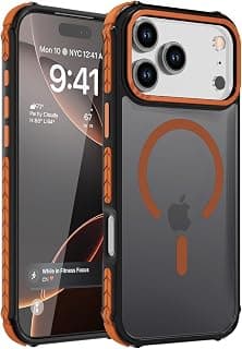 Strong Magnetic Case for (iPhone 17 Pro Max Compatible with)[Military Grade Drop Protection] Translucent Matte Shockproof Protective Phone (Orange)