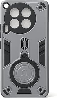 Case Compatible with Tecno Camon 30 4G Dual Layer Protective Shockproof Hard Armor Cover with 360° Rotating Finger Ring Kickstand and Car Magnetic Case (Gray)