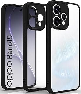 جراب حماية مضاد للصدمات بظهر صلب PC وإطار TPU ناعم مضاد للاصفرار ونحيف متوافق مع Oppo Reno 15 5G (شفاف)