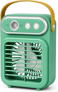 Portable Cooling Fan 3 Speeds with Humidification Mist and USB Cable - Mini Desktop Air Conditioner Multifunctional for Office, Bedroom, Travel, Camping (green)