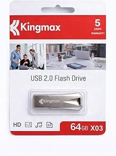 كينج ماكس ذاكرة فلاش USB 2.0 سعة 64GB X03، ذاكرة محمولة لنقل البيانات بسرعة عالية، تصميم صغير ومتين، مثالي للوثائق والموسيقى والصور والفيديوهات، ضمان 5 سنوات
