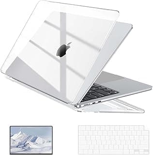 جراب حماية صلب متوافق مع ابل MacBook Air 13 بوصة M5 2026 2025 2024 2022 M4 M3 M2، A3449 A3240 A3113 A2681، غطاء لابتوب Air 13.6 مع غطاء كيبورد وحامي شاشة - شفاف