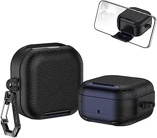 جراب شفاف لسماعة سامسونج Galaxy Buds 4/4 Pro (2026) مع قفل، جراب مضاد للصدمات ومضاد للاصفرار مع ميدالية - أزرق أسود