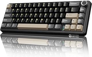 ATTACK SHARK X66 Wireless Mechanical Gaming Keyboard with Button, Triple Mode USB-C/BT5.0/2.4G with Joint Mounted 60% RGB 66 Keycap, PBT Keycap, Strawberry Hot Swappable Switch (Star Black)