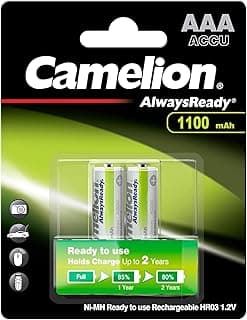 بطاريات AAA قابلة للشحن بالطاقة الشمسية من Always Ready – سعة 1100mAh (عبوة من 2)