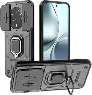 Case for OPPO Realme 14 Pro Plus 5G, Slim Kickstand TPU + PC Hybrid Push Window Phone Case For Realme 14 Pro Plus 5G(Black)