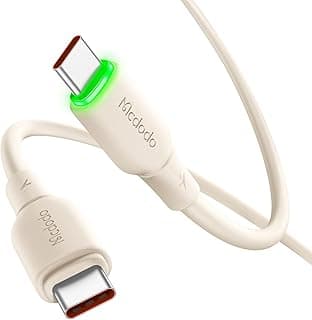 ميكدودو كيبل USB-C الى USB-C، شحن سريع 65 واط، كيبل ايفون 16، نقل بيانات سريع، ضوء LED، مادة سيليكون ناعمة، كيبل نوع C، كيبل نوع C، متوافق مع ماك بوك وايباد وايفون 16/15