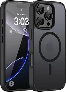 جراب ORDA لهاتف ايفون 16 Pro Max متوافق مع MagSafe، جراب مغناطيسي شفاف بظهر مطفي، نحيف ومضاد للصدمات - أسود