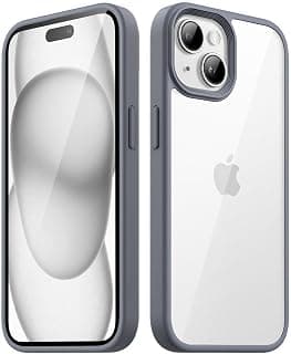 Dl3 Mobilak Case Compatible With iPhone 15 (6.1 Inch), Crystal Clear Case [Not Yellowing] [Military Grade Drop Protection] Shockproof Protective Transparent Protective Slim Cover Phone (Gray)