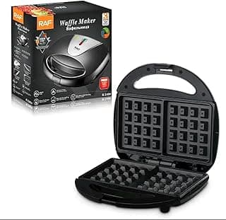 Waffle Maker, 220v, 50Hz, 750W Easy to Clean (Black) (Waffle 750W- 3 years Warranty)