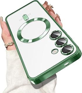 Grabsit Magnetic clear Case for Samsung Galaxy S25 FE, Compatible with Wireless Charging, Cover Camera Lens Protector, Slim Protective anti Yellowing Clear Case for Samsung S25 fe (light Green)