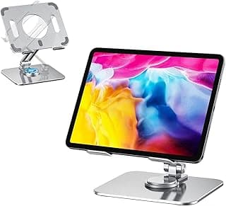 Tablet Stand Holder, Foldable Adjustable Arm Advanced Aluminum Utility Stand with 360° Rotating Base Compatible with Any Display Tablet for iPad Pro 11/12.9, Mini, Air, 4.7" - 13" Tablet Etc.