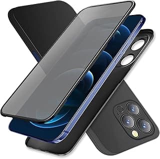Ultra Slim 360 degree Full Body with Built-in Screen Protector Privacy Touch Sensitive Shockproof Full Hard case Mobile Phone Ultra-Thin Compatible With iPhone 12 Pro Max 6.5 inches - (Black)
