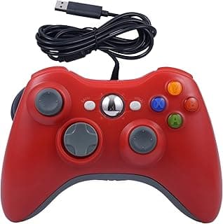 يد تحكم جيمنج سلكية ONE250 USB، متوافقة مع Xbox 360، Xbox 360 Slim، ويندوز بي سي - يد تحكم سلكية بديلة (احمر)