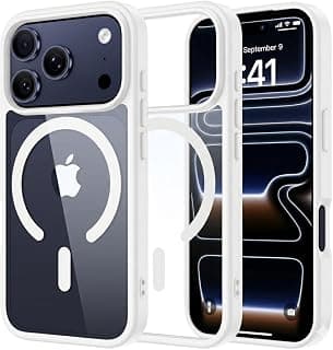 Dl3 Mobilak Magnetic Case for iPhone 17 Pro 6.3-Inch Compatible with MagSafe, Shockproof Phone Bumper Cover, Solid Color Matte TPU Frame, Anti-Scratch Clear Back (White)