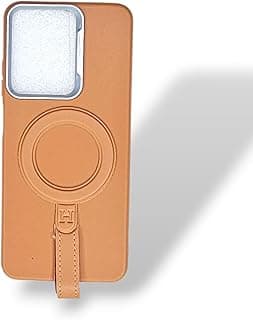 جراب جلد للموبايل مع حزام يد وحلقة كاميرا معدنية لشاومي Redmi A5 (بني)
