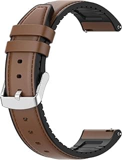 حزام ساعة جلد مقاس 20 مم متوافق مع سامسونج جالكسي Watch 3/4/5/6 وAmazfit GTS 4/3/2 Mini/2