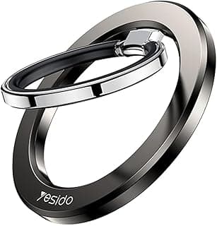حلقة مغناطيسية Yesido MagSafe، ماسك هاتف مغناطيسي، دوران 360 درجة، مغناطيس قوي مع مسند قابل للتعديل، متوافق مع سلسلة ايفون 16/15/14/13/12، أسود
