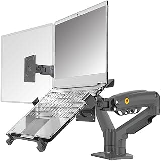 حامل لاب توب F160-FP مع صينية قابلة للتعديل لنوت بوك 10 إلى 17 بوصة، ذراع حركة كاملة مع لوحة فيسا لشاشة 17 إلى 30 بوصة، تثبيت بمشبك تثبيت من ان بي نورث بايو (لون أسود)