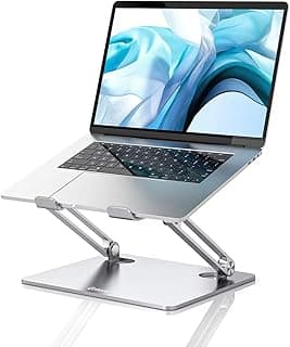 حامل لابتوب معدني مريح وقابل للتعديل، متوافق مع ابل MacBook، لينوفو، سامسونج، ايسر (حتى 15 بوصة)