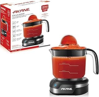 AKANE A.638 25W Electric Citrus Juicer 1.2L Large Capacity Exprimidor de Cítricos Low Noise Design with Protective Cover, Easy Clean Detachable Parts, Compact Juice Extractor for Oranges, Lemons and F