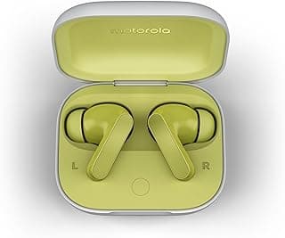 سماعات Moto Buds: سماعات رأس لاسلكية، صوت عالي الجودة ودقة صوت عالية، خاصية إلغاء الضوضاء النشطة، تكامل مثالي مع نظام Moto، لون أخضر كيوي