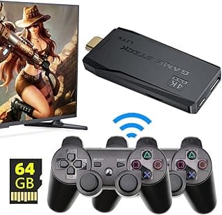 جهاز العاب 4K ميني لاسلكي 2.4G مع يد تحكم، مخرج HDMI، مساحة 64GB، 10000 لعبة مدمجة، 9 انواع من المحاكيات مع خاصية الحفظ والبحث