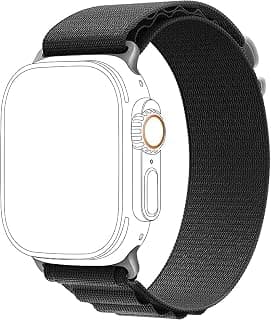 Alpine Loop Nylon Sport Strap with Titanium G-Hook Compatible with Apple Watch 49mm 46mm 45mm 44mm 42mm Ultra SE Series 9 10 11 7 6 5 4, Woven Band - Black
